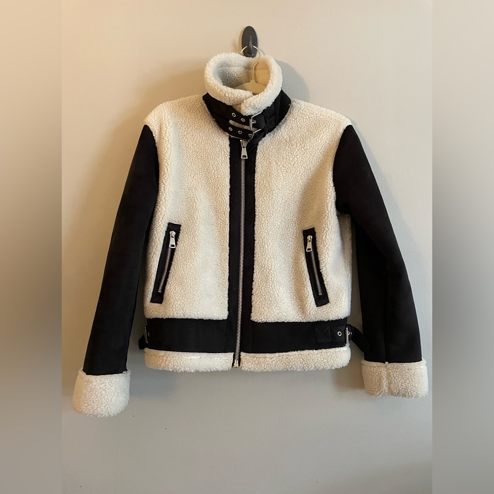 Fab’rik White Sherpa + Black Suede Jacket